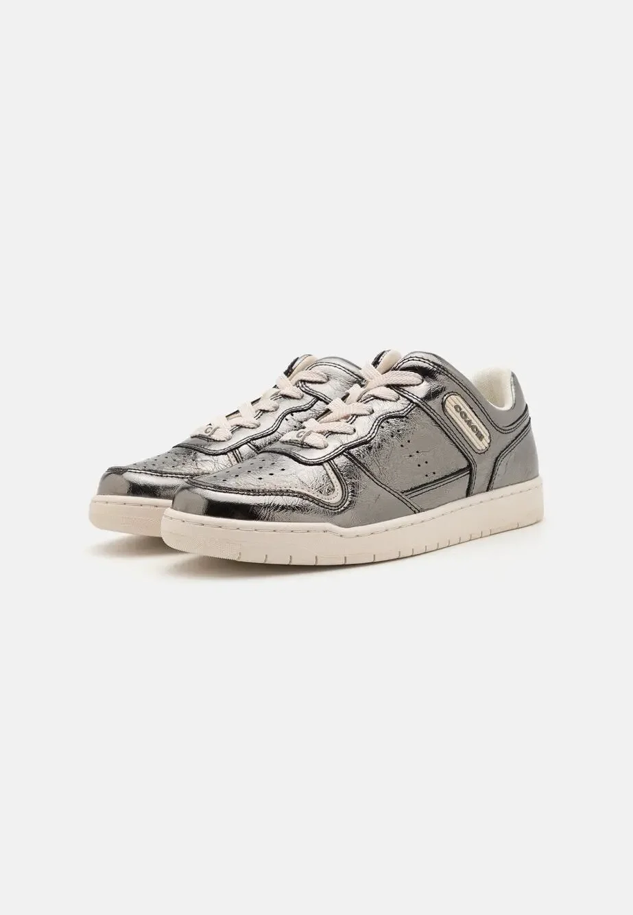 Coach C201 Crinkle Metallic Trainers Anthracite Women's 9B Size